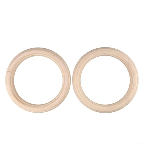 Wood Gymnastics Rings, Solid Birch Pull Up Rings for Home Fitness, Non-Slip Sweat-Absorbent GYM Rings for Adults Strength Training, for Easy Install (2 Pack)(25mm 19cm)