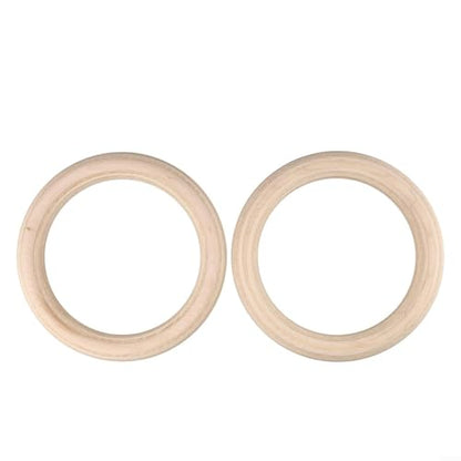Wood Gymnastics Rings, Solid Birch Pull Up Rings for Home Fitness, Non-Slip Sweat-Absorbent GYM Rings for Adults Strength Training, for Easy Install (2 Pack)(25mm 19cm)