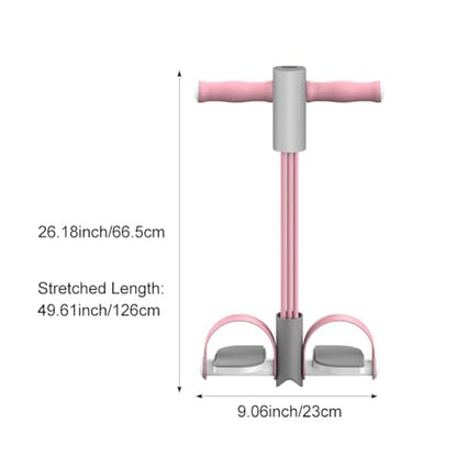 Abdominal Trainer, Sit-Up Training Equipment, 6 Tubes Fitness Elastic Pull Rope, Tension Rope Pull Up Pilate Foot Pedal Resistance Band Workout Tool Ab Shaper - color: Pink