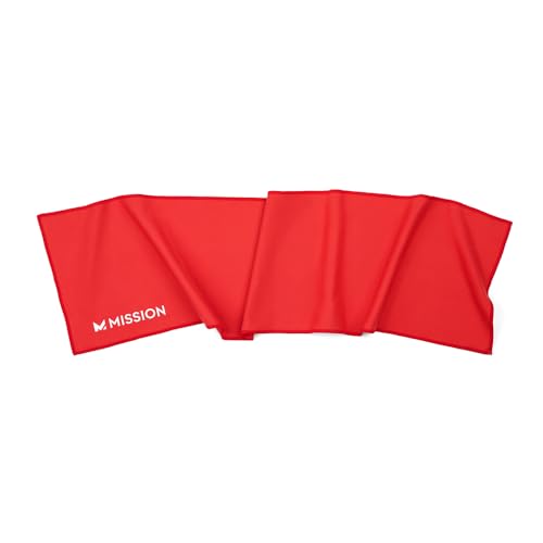 MISSION On-The-Go Cooling Towel - Soft, Lightweight Fabric - Cools Up to 2 Hours - UPF 50 Sun Protection - Machine Washable (Red) - color: Red