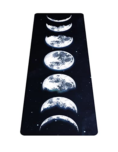 nuveti Printed Travel Yoga Mat-1/16 Inch Thick Non Slip Fitness Workout Mat with Carrying Bag, Foldable Lightweight Suede & Natural Rubber Yoga Mat for Yoga Pilates and Fitness 72" L x 24" W x 1.5mm - color: Moon Eclipse