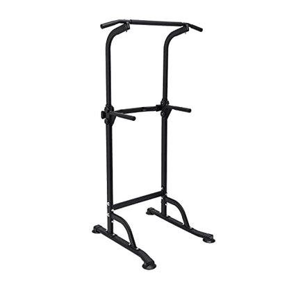 Parallel Bars Power Tower Adjustable Dip Station Pull Up Bar Push Up for Home Gym Strength Training Body Building Workout Equipment Standing Pull Up Pillar Impregnation Station, Black