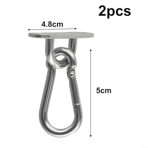 Stainless Steel Ceiling Wall Mount Hook Hanger For Yoga Swing Suspension Straps, Gymnastic Rings & Battle Ropes, Indoor Outdoor Anchor Kit, Silver, 2-Pack