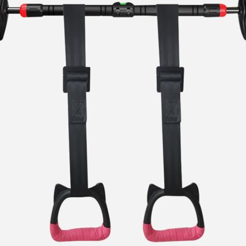 Toddmomy Gymnastic Rings with 2m Straps Set, Indoor Fitness Rings for Workout and Pull-up Training, Adjustable Hanging Bodybuilding Circles for Home Gym Exercise