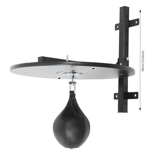 Heavy Duty Adjustable Speed Bag Platform Kit, Height Wall Mount Professional Fitness Ball Boxing Reaction Training Kit with Shackle Swivel - color: Black