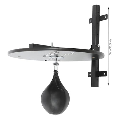 Heavy Duty Adjustable Speed Bag Platform Kit, Height Wall Mount Professional Fitness Ball Boxing Reaction Training Kit with Shackle Swivel - color: Black
