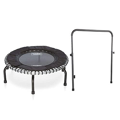 JumpSport 370 Indoor Lightweight Heavy Duty 39-Inch Heavy Duty Fitness Trampoline with Handle Bar Accessory, Black