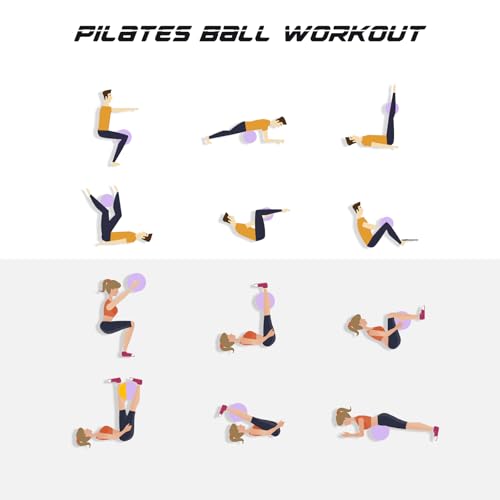 Cikyner Soft Pilates Ball, Small Exercise Ball 9 Inch Mini Gym Ball with Inflatable Straw, Suitable for Pilates, Yoga, Full Body Training, Physical Therapy and Balance improving at Home