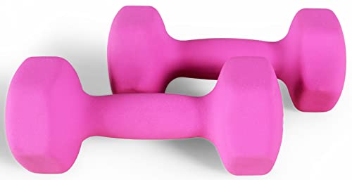 Fitvids Neoprene Dumbbell Hand Weights, Anti-Slip, Anti-roll, Hex Shape Colorful, Pair or Set with Stand - style: (8-Pound, Pair)