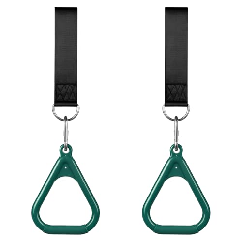 LadyRosian Trapeze Bar Swing Monkey Bars Hanging Ninja Rings Warrior Slackline Obstacle Course Kits for Kid Playground Equipment Accessories (Green)