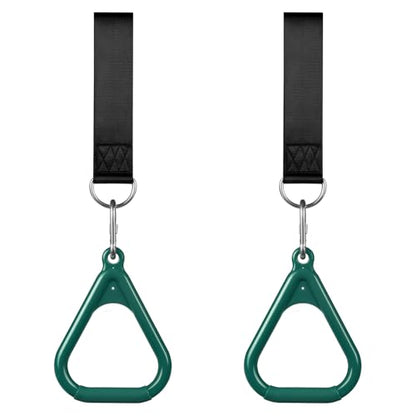LadyRosian Trapeze Bar Swing Monkey Bars Hanging Ninja Rings Warrior Slackline Obstacle Course Kits for Kid Playground Equipment Accessories (Green)