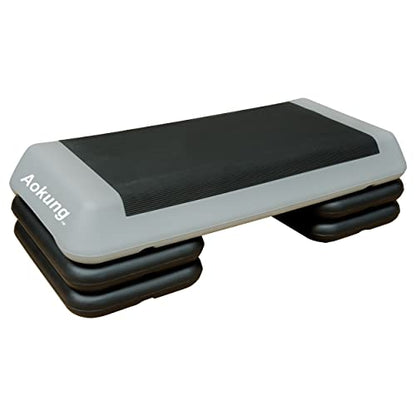 28.5" Original Aerobics Step Height Adjustable 4" - 6" - 8" Fitness & Exercise Step Platform with 4 Risers