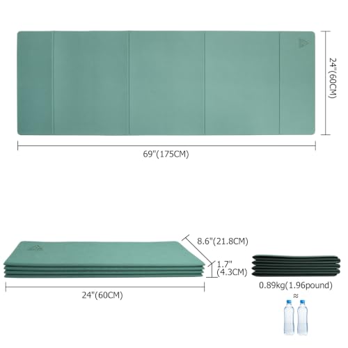 IwIeIaIrI Foldable POE Non Slip Yoga Pilates Mat– 1/4" (6mm) Thick - color: Green