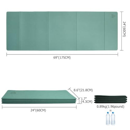 IwIeIaIrI Foldable POE Non Slip Yoga Pilates Mat– 1/4" (6mm) Thick - color: Green