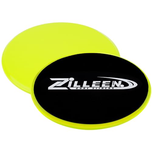 ZILLEEN Exercise Sliders for Working Out Fitness Discs for Pilates Women Men, 2 Pack - color: Yellow