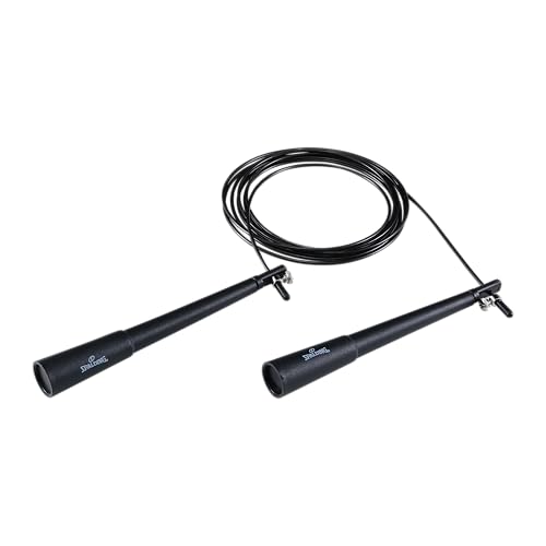 Spalding - Large Handle Speed Jump Rope, Adjustable 9 ft PVC Skipping Rope, Non-Slip Contoured Grip, Cardio Fitness Training Rope for Home & Gym (Black)
