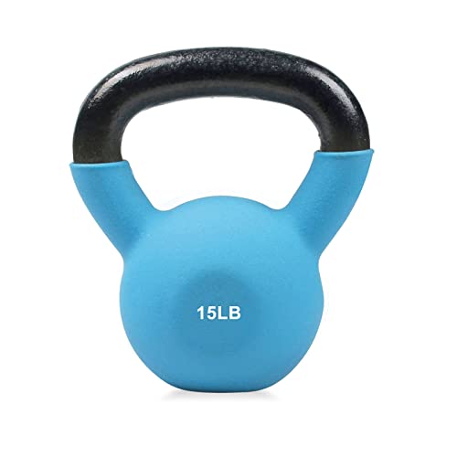 RitFit Neoprene Coated Kettlebell Weight Set, Solid Cast Iron - color: 15LB(Sky Blue)