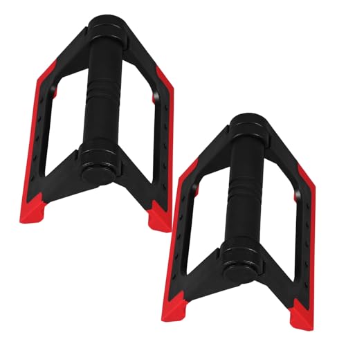 Uonlytech Push-up Bars Foldable Push-up Stands for Home Fitness Equipment, Rotating Push-up Rack Pair in Red, Strength Training Handles for Men and Women, Floor Workout Calisthenics Support