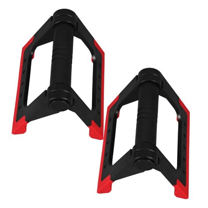 Uonlytech Push-up Bars Foldable Push-up Stands for Home Fitness Equipment, Rotating Push-up Rack Pair in Red, Strength Training Handles for Men and Women, Floor Workout Calisthenics Support