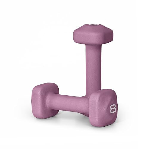 Tone Fitness Neoprene Dumbbell Weight Pairs with Anti-Roll Square Head | Multiple Options - color: Purple, size: 8 lb - Pair