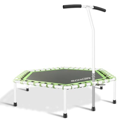 Newan 48'' Fitness Trampoline with Adjustable Handle Bar, Silent Trampoline Bungee Rebounder Jumping Cardio Trainer Workout for Adults - Max Limit 330 lbs - color: Green