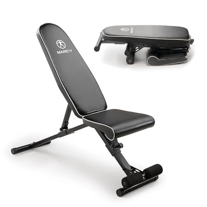 Marcy Foldable Adjustable Utility Weight Bench, Strength Training Home Gym for Full Body Workout