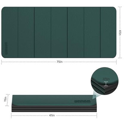 Foldable TPE Yoga Mat Thick 10mm,75" x40"Extra Large Exercise Mats - color: green