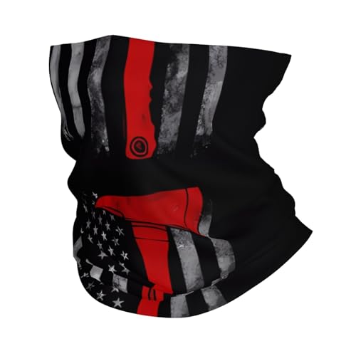 Firefighter Axe Red Line Flag Prints Multifunctional Sport Headband – Seamless Stretch Neck Gaiter for Hiking, Biking, Running & Outdoor Activities – Soft, Quick-Dry, No-Fade Design