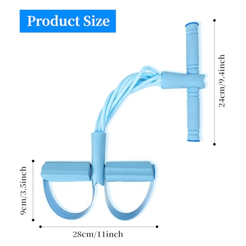 2 Pack 8-Tube Pedal Resistance Bands, Elastic Sit-Up Pull Rope with Handles for Abdomen, Waist, Arm and Leg Stretching, Home Gym Fitness Workout (Blue/Purple)