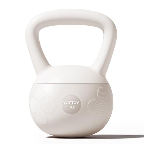 YOTTOY Soft Kettlebell for Home Workouts, Anti-Slip Wide Handle Strength Training Kettlebells, Cushioned Base for Safety - Ideal for Men, Women & Beginners - color: White, size: 10 LB
