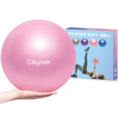 Cikyner Soft Pilates Ball, Small Exercise Ball 9 Inch Mini Gym Ball with Inflatable Straw, Suitable for Pilates, Yoga, Full Body Training, Physical Therapy and Balance improving at Home, Gym & Office - color: Pink