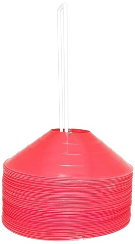 BlueDot Trading Pro Disc Cones High Visibility for Sports, Agility Training, Soccer, Football, Basketball, and Other Sports Durable Cone Markers for Adults or Kids (50-Pack), Red