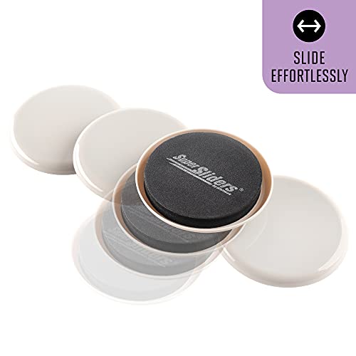 Super Sliders 3-1/2" Medium Round Reusable Furniture Sliders for Carpet, Anti-Slip Protective Furniture Moving Pads for Beds, Sofas, Dressers, Set of 16, Beige