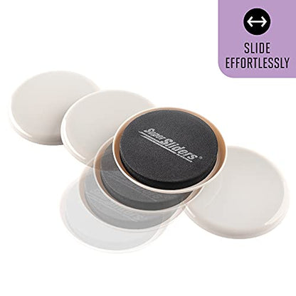 Super Sliders 3-1/2" Medium Round Reusable Furniture Sliders for Carpet, Anti-Slip Protective Furniture Moving Pads for Beds, Sofas, Dressers, Set of 16, Beige