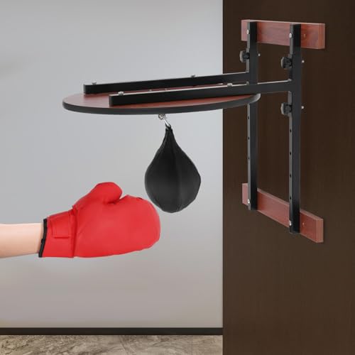 Heavy Duty Adjustable Speed Bag Platform Kit, Height Wall Mount Professional Fitness Ball Boxing Reaction Training Kit with Shackle Swivel - color: Black,Log