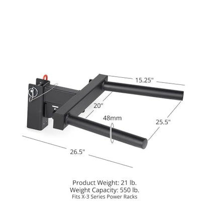Titan Fitness Y-Dip Bar Fits X-3 Series Power Racks, Rack Mounted Dip Attachment, 550 LB Capacity, Dip Bar Station for Tricep Dips, Bodyweight Training, Calisthenics, Squat Rack