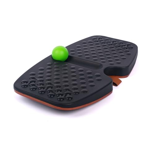 Balance Board for Standing Desk, Wooden Wobble Board with Slidable Ball for Office Work, Anti-Fatigue Foot Massage Board to Relieve Fatigue, Adult Use up to 300 lbs, Black