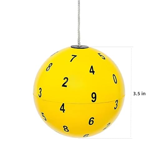 Yellow Marsden Ball for Visual Tracking & Cognitive Drills – Numbered Training Ball on a String with Hooks – High Contrast Vision Tool for Hand Eye Coordination & Reflex Speed