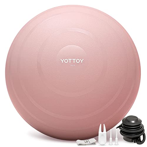 YOTTOY Anti-Burst Exercise Ball for Working Out, Yoga & Pregnancy, Extra Thick Workout Ball for Physical Therapy & Fitness - color: pink, size: 18IN/48-55cm