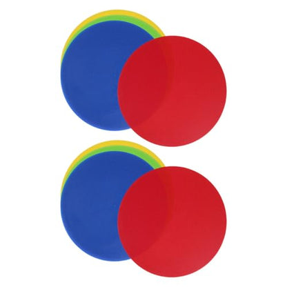 SUPVOX 8pcs Non-Slip Circle Spot Markers Flat Agility Dots Floor Markers for Soccer Basketball Baseball Training Red Yellow Blue Green Sports Speed Agility
