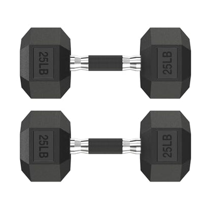 HANDBODE Hex Dumbbell Set 2.5-65 lb, Rubber Encased Hex Dumbbells for Home Gym, Weights Dumbbells Set of 2 Hand Weights for Strength Training & Fitness Exercise - size: 25 lb, Pair, style: Comfort Grip
