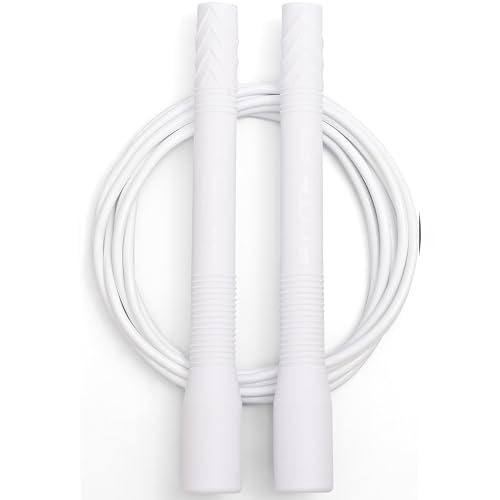 Elite Jumps Fit Rope or Fitness - Premium 4mm Pvc Speed Jump Rope - Indoor and Outdoor Exercise - Adjustable Cables for Aerobic, Gym & Home Fitness Workouts & More - color: White