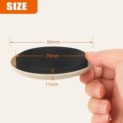 Generic 4PCS Furniture Sliders, 3 1/2" Reusable Sliders for Hardwood & Carpet, Heavy Duty, Beige