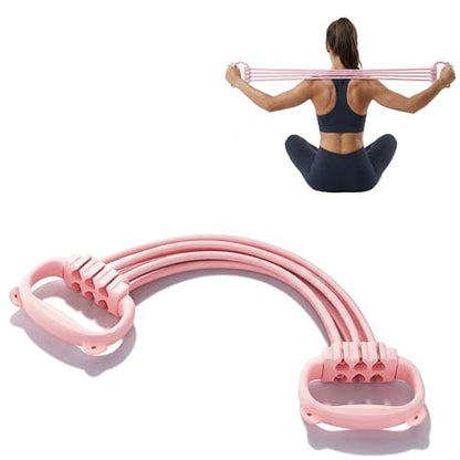 Adjustable Puller 6 Tubes, Elastic Pull Rope Fitness for Adult Female Male, Yoga Puller - color: Pink