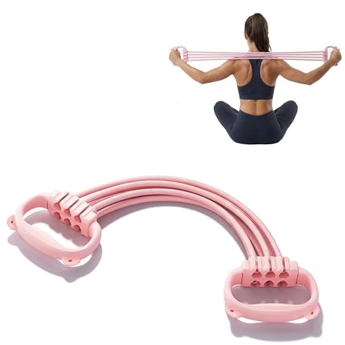 Adjustable Puller 6 Tubes, Elastic Pull Rope Fitness for Adult Female Male, Yoga Puller - color: Pink