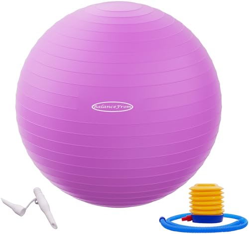 Fitvids Anti-Burst and Slip Resistant Exercise Ball Yoga Ball Fitness Ball Birthing Ball with Quick Pump - color: Purple, size: S(15-18in/38-45cm)
