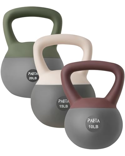 PAETA Soft Kettlebell for Home Fitness – Anti-Slip Grip & Wide Handle Design,Soft Kettlebell Set, Gentle Floor-Friendly Impact – 10lbs, 15lbs, 21lbs, for Home Functional Training