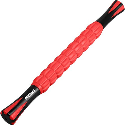 Muscle Roller & Massage Roller Stick for Athletes - Lymphatic Drainage Support, Relieves Muscle Soreness, Cramping & Tightness - Targets Legs, Arms, Back & Calves （Red - 18inch） - color: Red