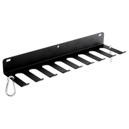 Tebery 9 Hook Home Gym Storage Rack Wall Mount, Fitness Equipment Organizer, Metal Gym Accessory Hanger for Exercise Bands, Jump Ropes, Barbells, Lifting Belts