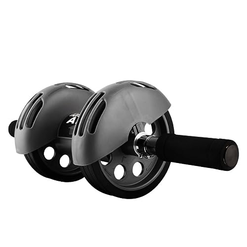 NOLITOY Automatic Rebound Dual Wheel Ab Roller with Non-slip Handles and Construction Includes Blue Kneeling Pad for Core Strength Training and Abdominal Muscle Workout at Home Gym